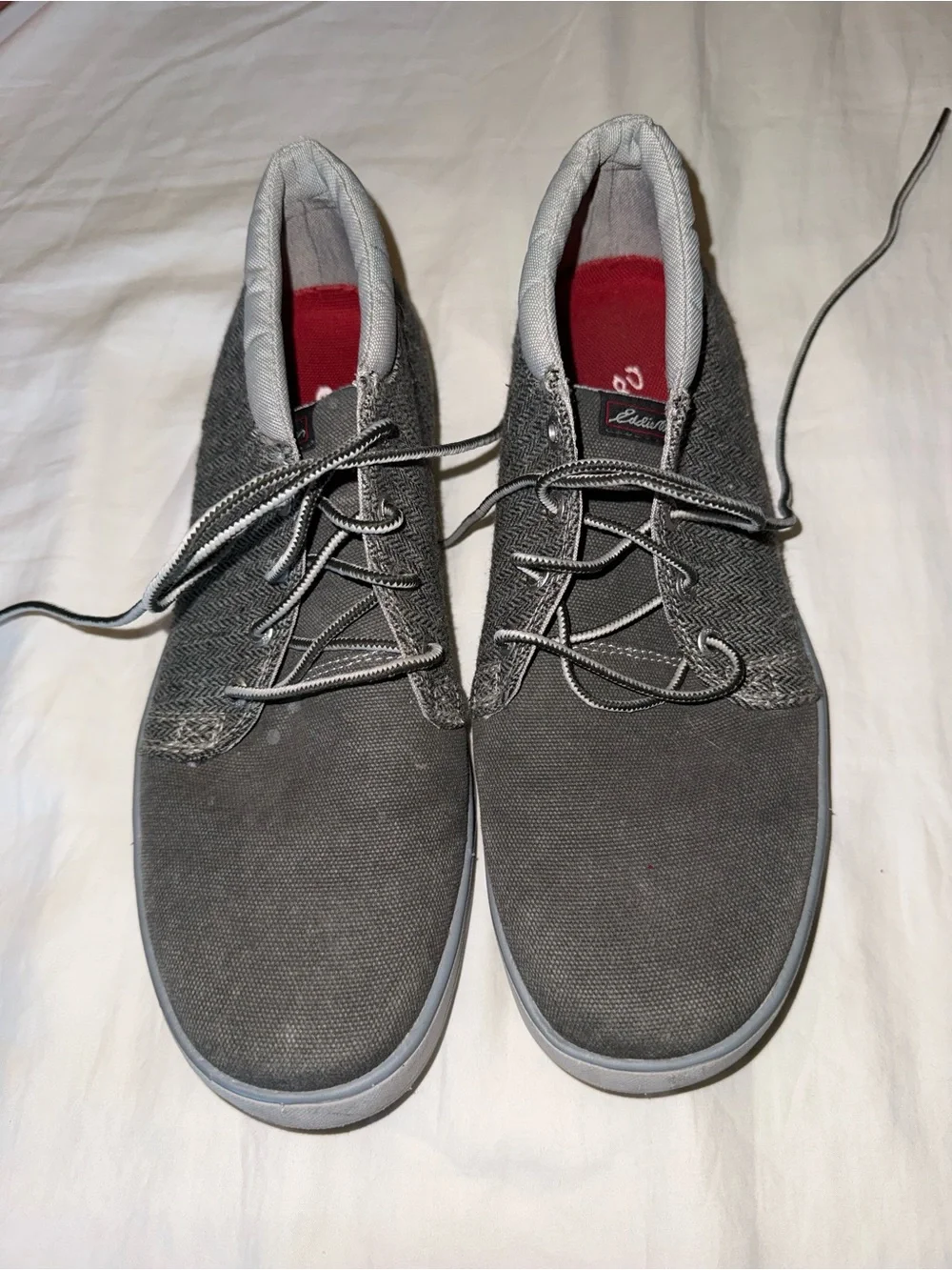 Eddie Bauer Gray Canvas Men's Lace-Up Boots